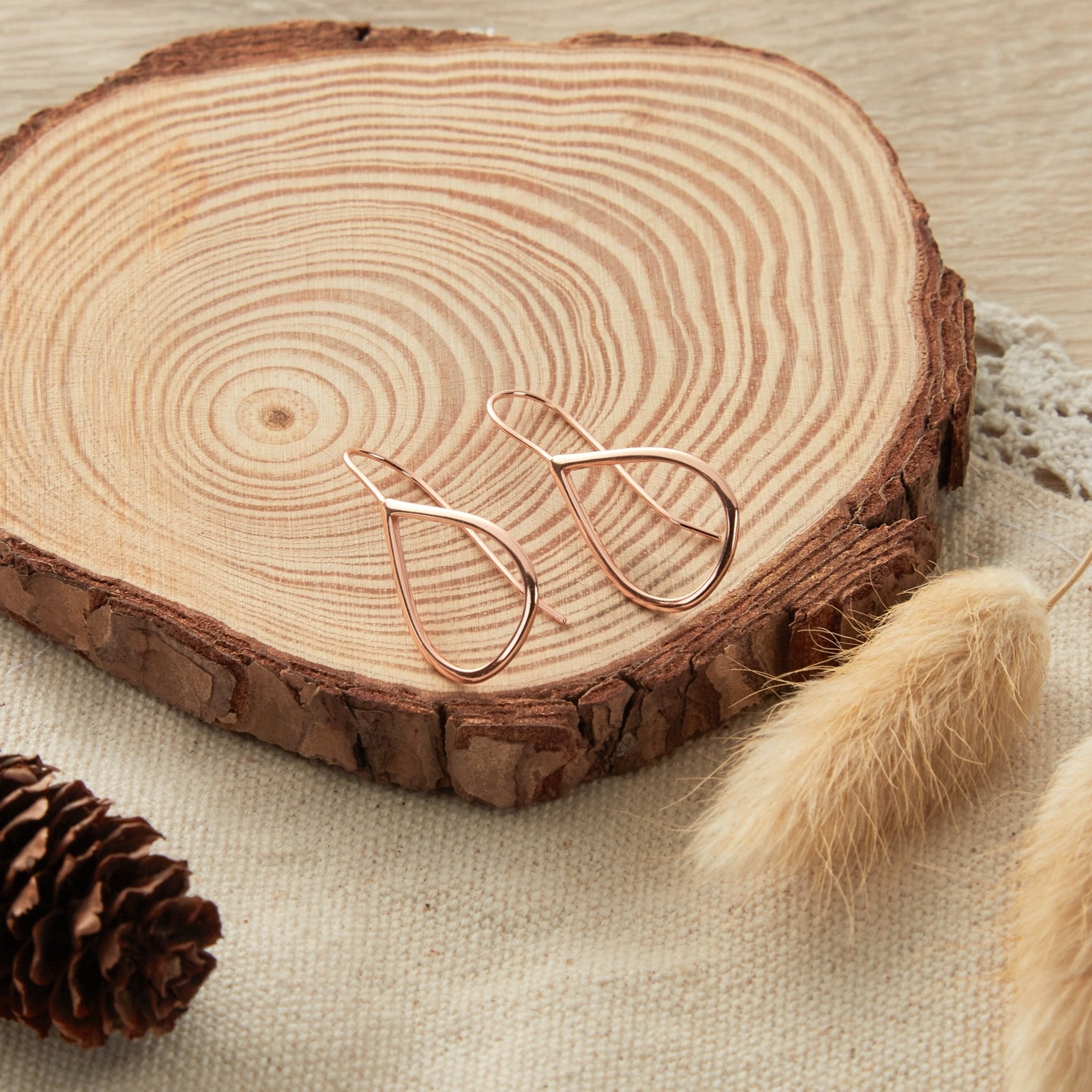 Rose Gold Plated Sterling Silver Open Teardrop Earrings