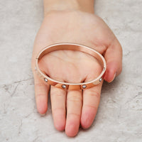 Rose Gold Plated Stud Bangle Created with Zircondia® Crystals (7 Inch)