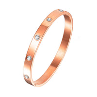 Rose Gold Plated Stud Bangle Created with Zircondia® Crystals (7 Inch)