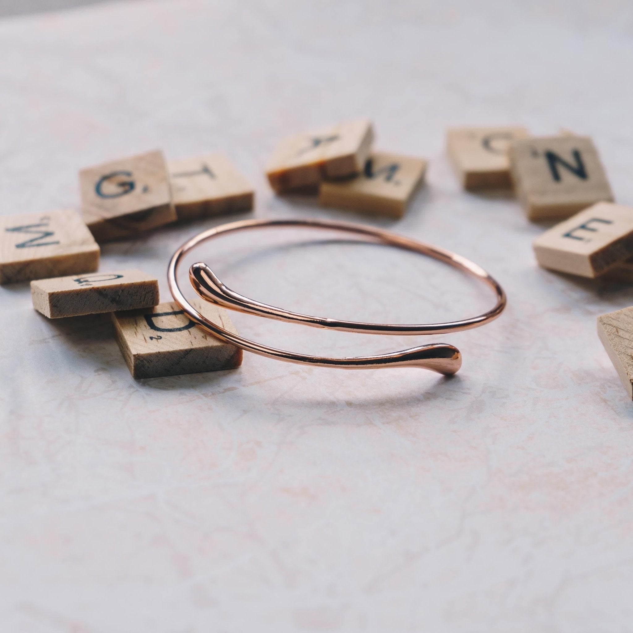 Rose Gold Plated Teardrop Bangle