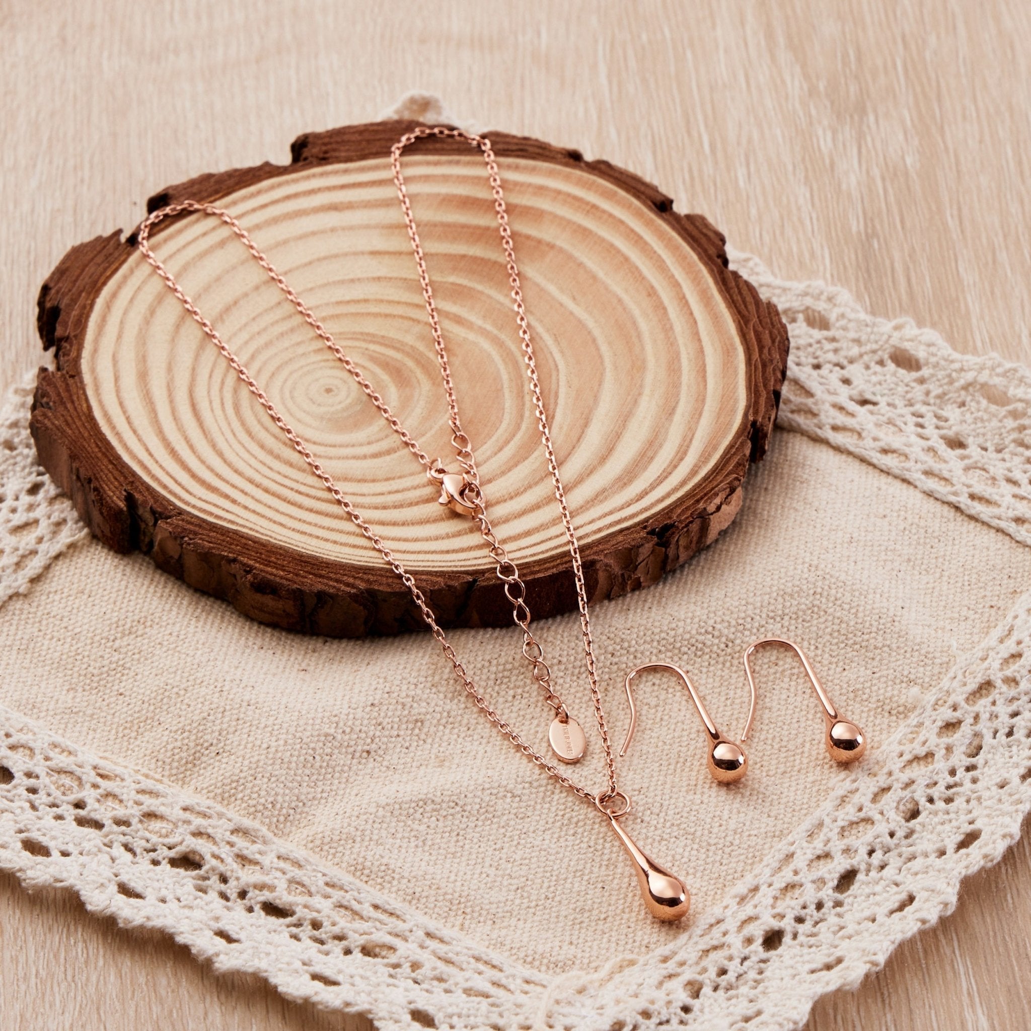 Rose Gold Plated Teardrop Set