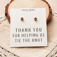Rose Gold Plated Thank You for Helping us Tie The Knot Wedding Earrings with Quote Card