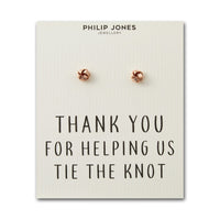 Rose Gold Plated Thank You for Helping us Tie The Knot Wedding Earrings with Quote Card