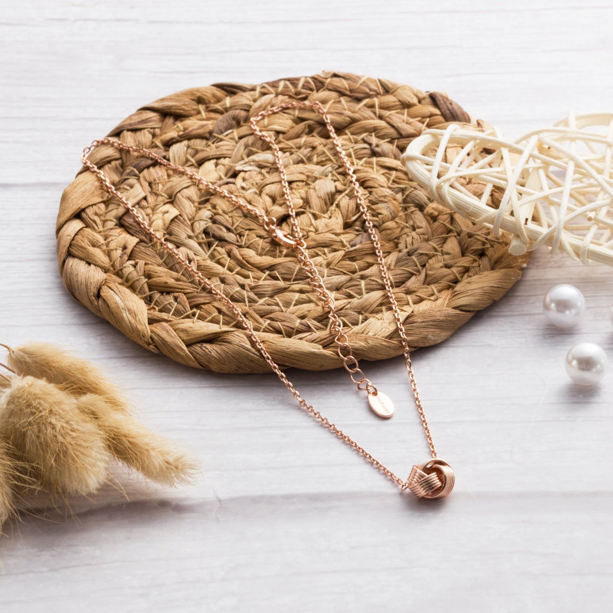 Rose Gold Plated Thank You for Helping us Tie The Knot Wedding Necklace with Quote Card