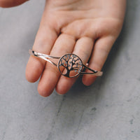 Rose Gold Plated Tree of Life Bangle Created with Zircondia® Crystals (7 Inch)