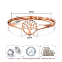Rose Gold Plated Tree of Life Bangle Created with Zircondia® Crystals (7 Inch)