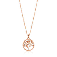 Rose Gold Plated Tree of Life Necklace Created with Zircondia® Crystals