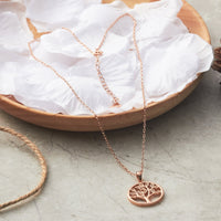 Rose Gold Plated Tree of Life Necklace Created with Zircondia® Crystals