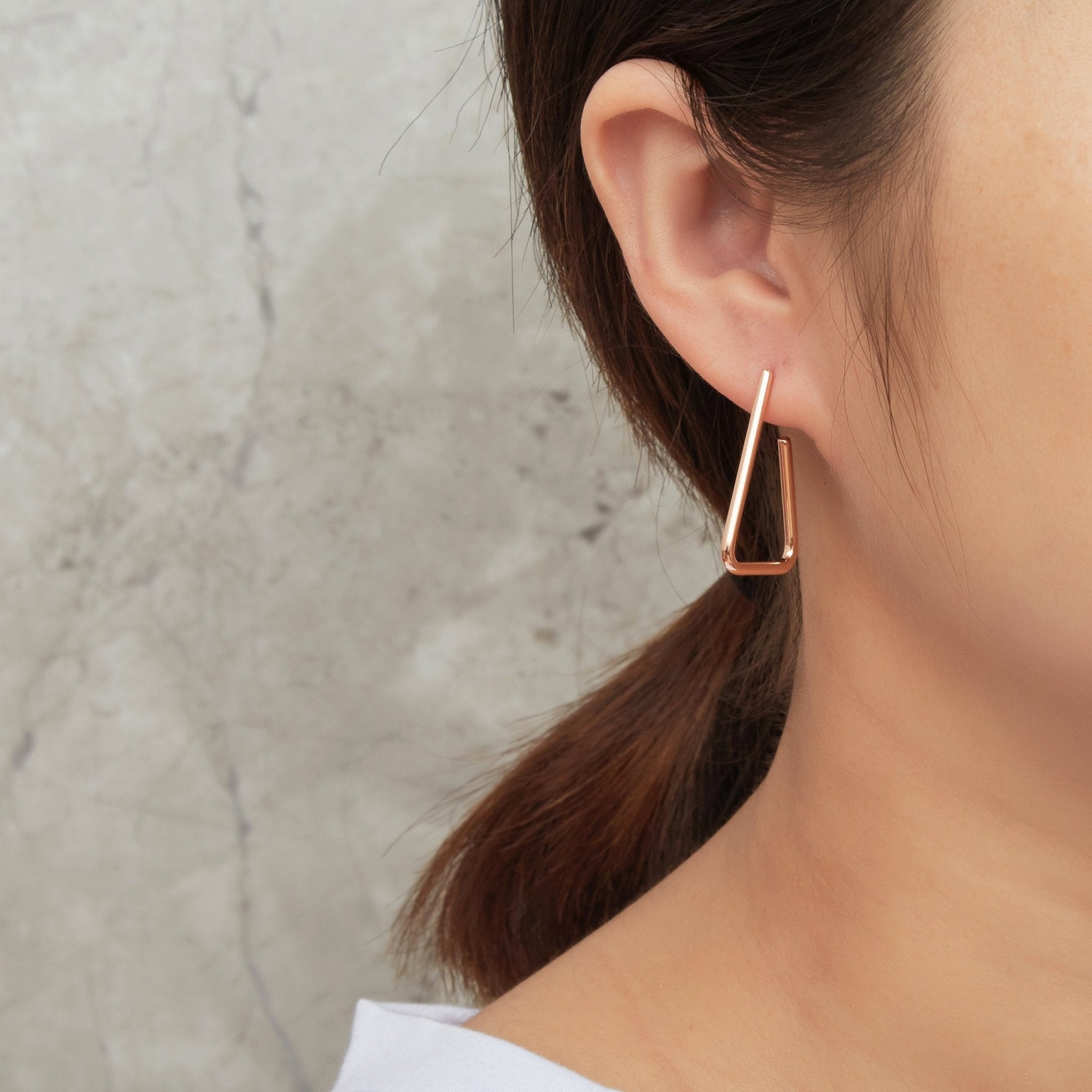 Rose Gold Plated Triangle Hoop Earrings