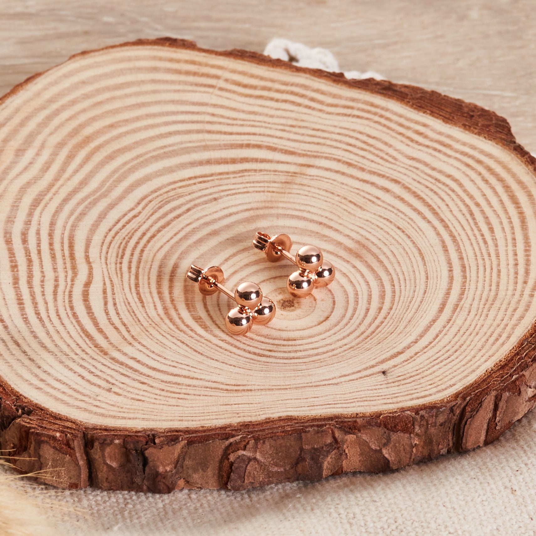 Rose Gold Plated Trinity Earrings