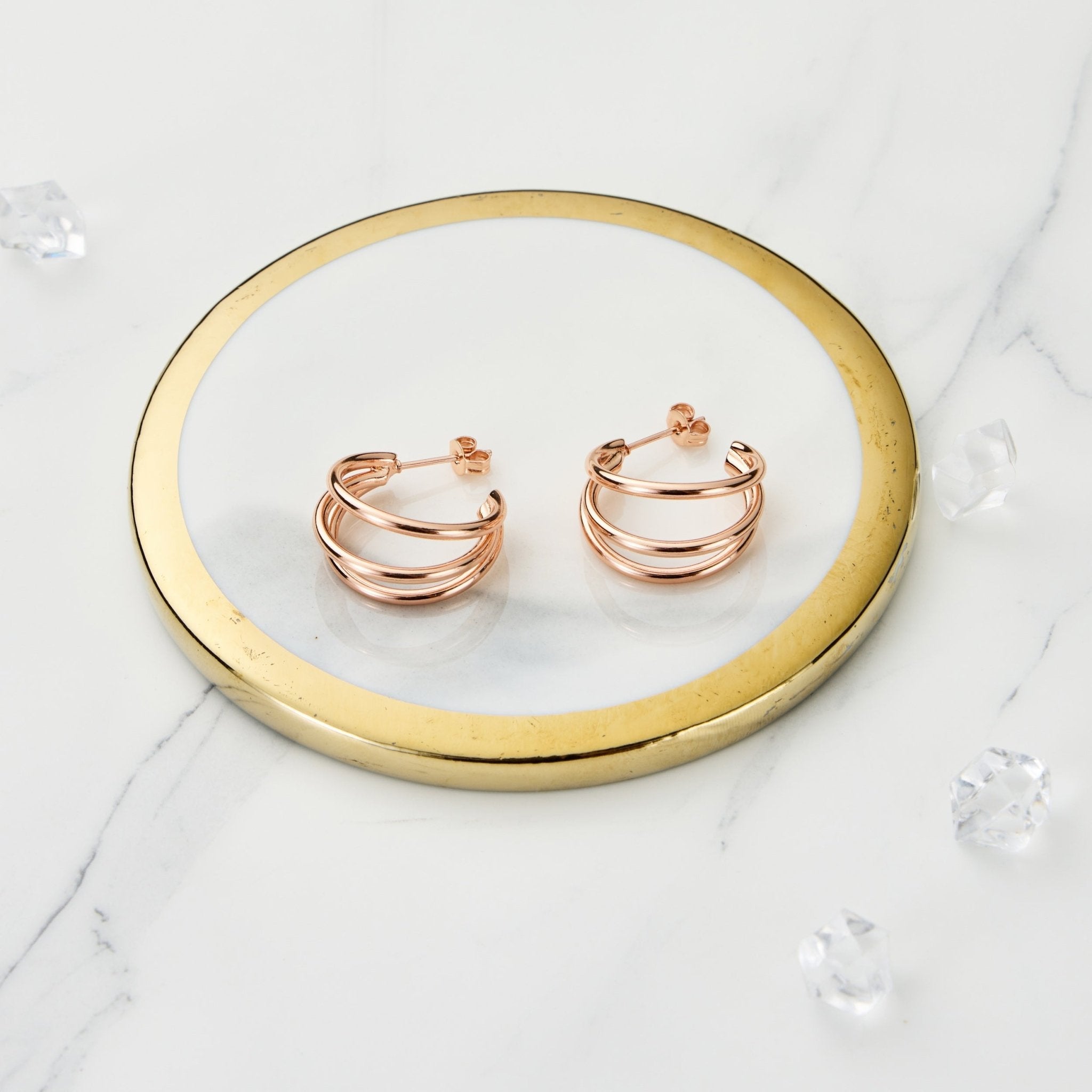 Rose Gold Plated Triple Illusion Hoop Earrings