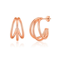 Rose Gold Plated Triple Illusion Hoop Earrings