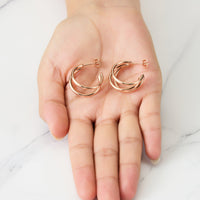Rose Gold Plated Triple Illusion Hoop Earrings