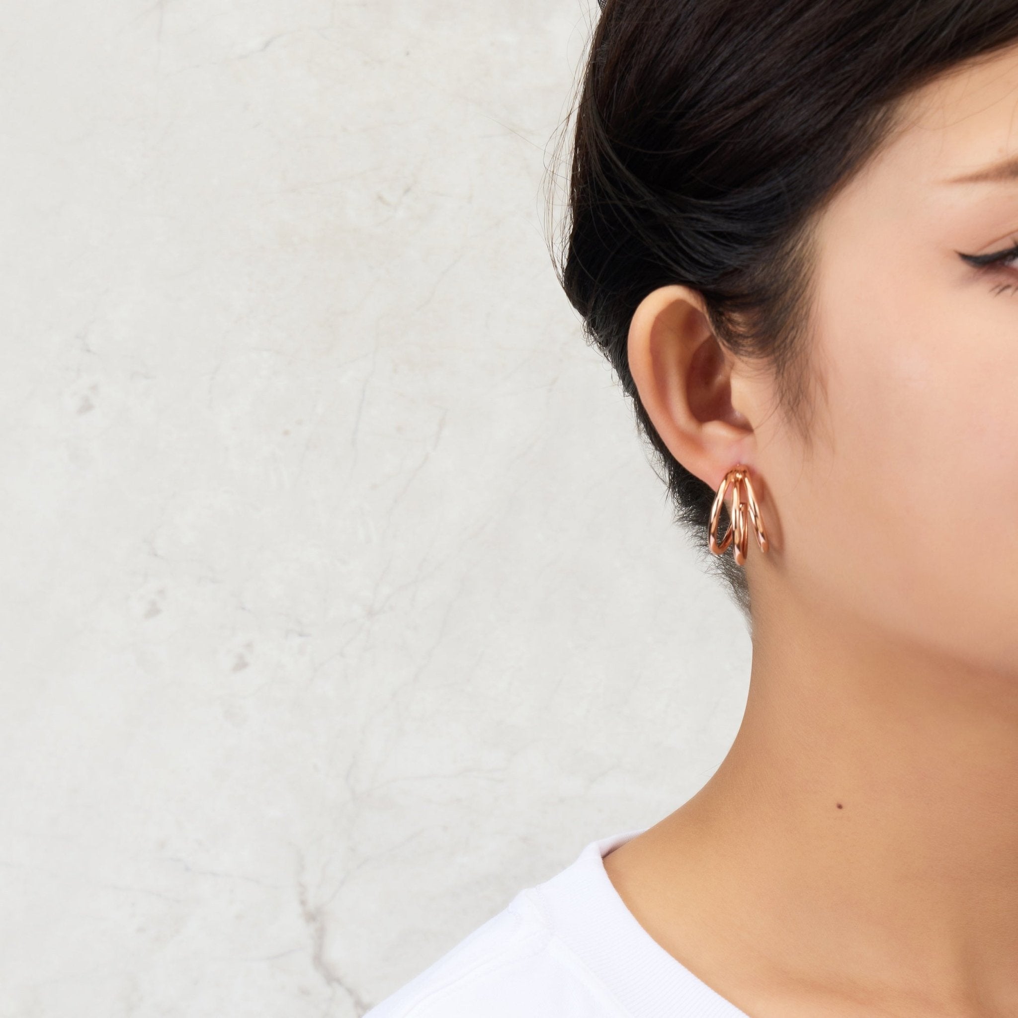 Rose Gold Plated Triple Illusion Hoop Earrings