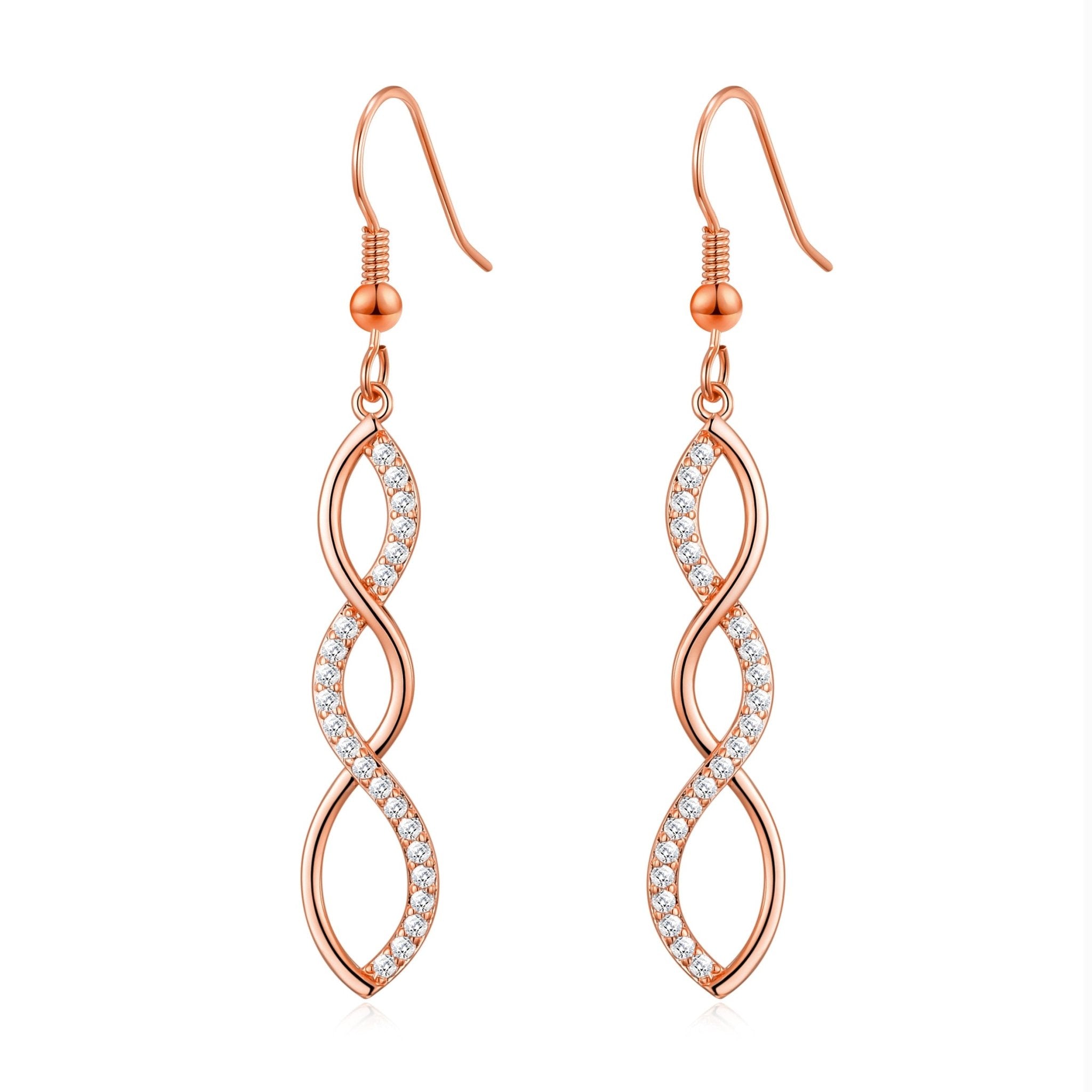 Rose Gold Plated Twist Drop Earrings Created with Zircondia® Crystals