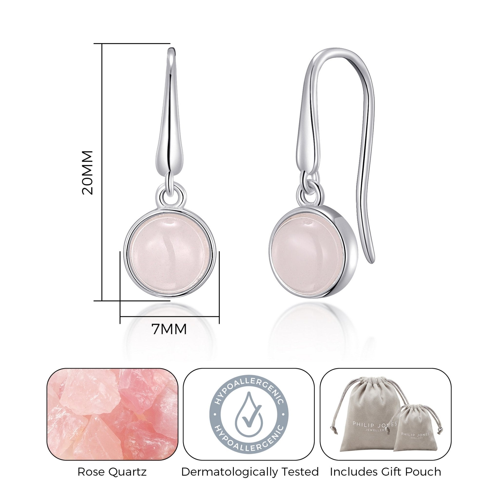 Rose Quartz Drop Earrings