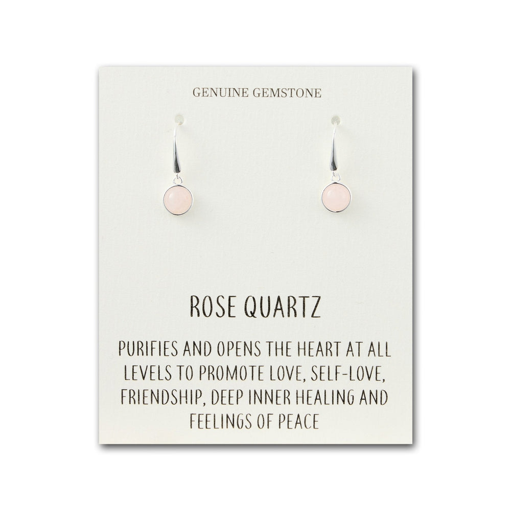 Rose Quartz Drop Earrings with Quote Card