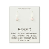 Rose Quartz Drop Earrings with Quote Card