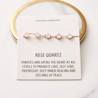 Rose Quartz Gemstone Bracelet with Quote Card