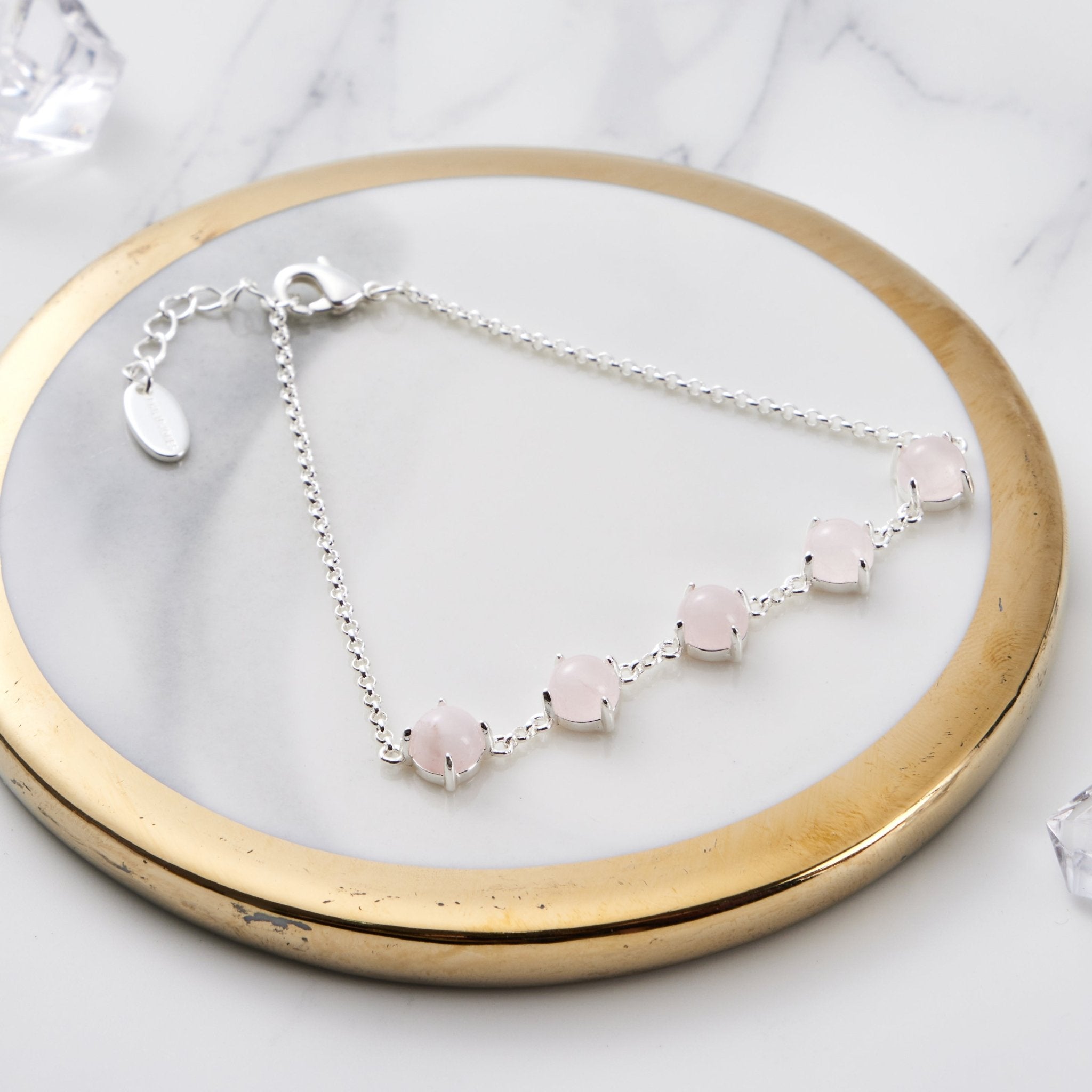 Rose Quartz Gemstone Bracelet with Quote Card