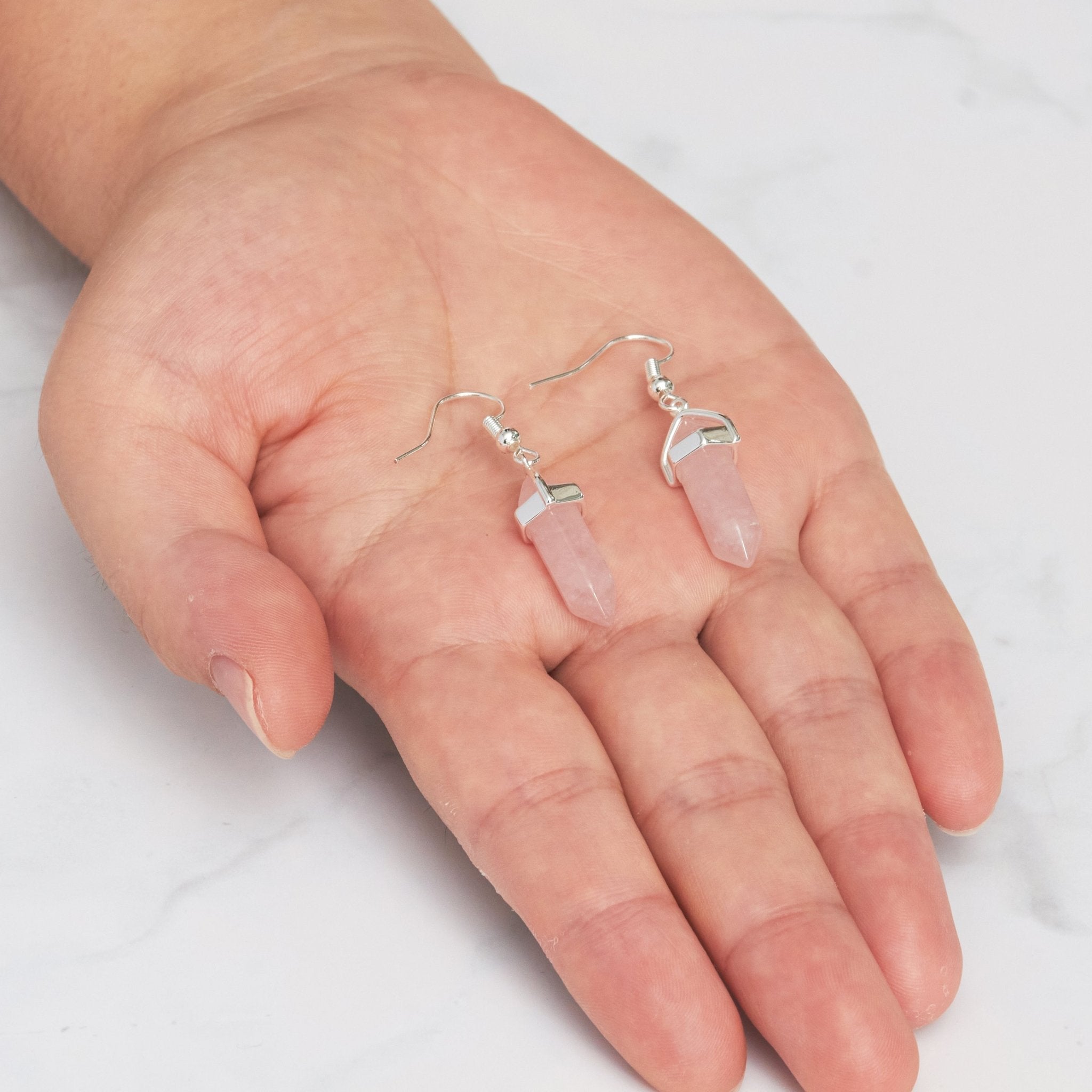 Rose Quartz Gemstone Drop Earrings