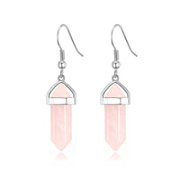Rose Quartz Gemstone Drop Earrings with Quote Card