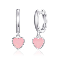Rose Quartz Gemstone Heart Charm Hoop Earrings