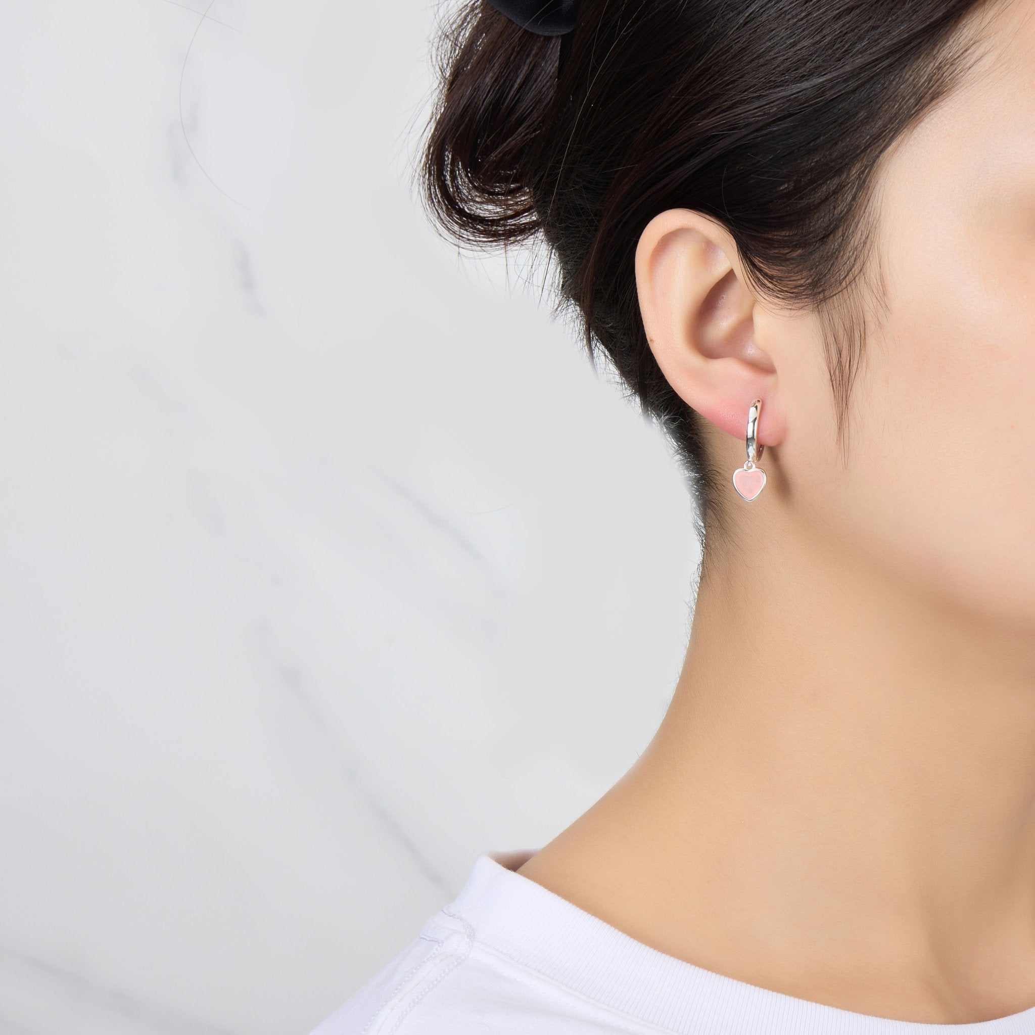 Rose Quartz Gemstone Heart Charm Hoop Earrings with Quote Card