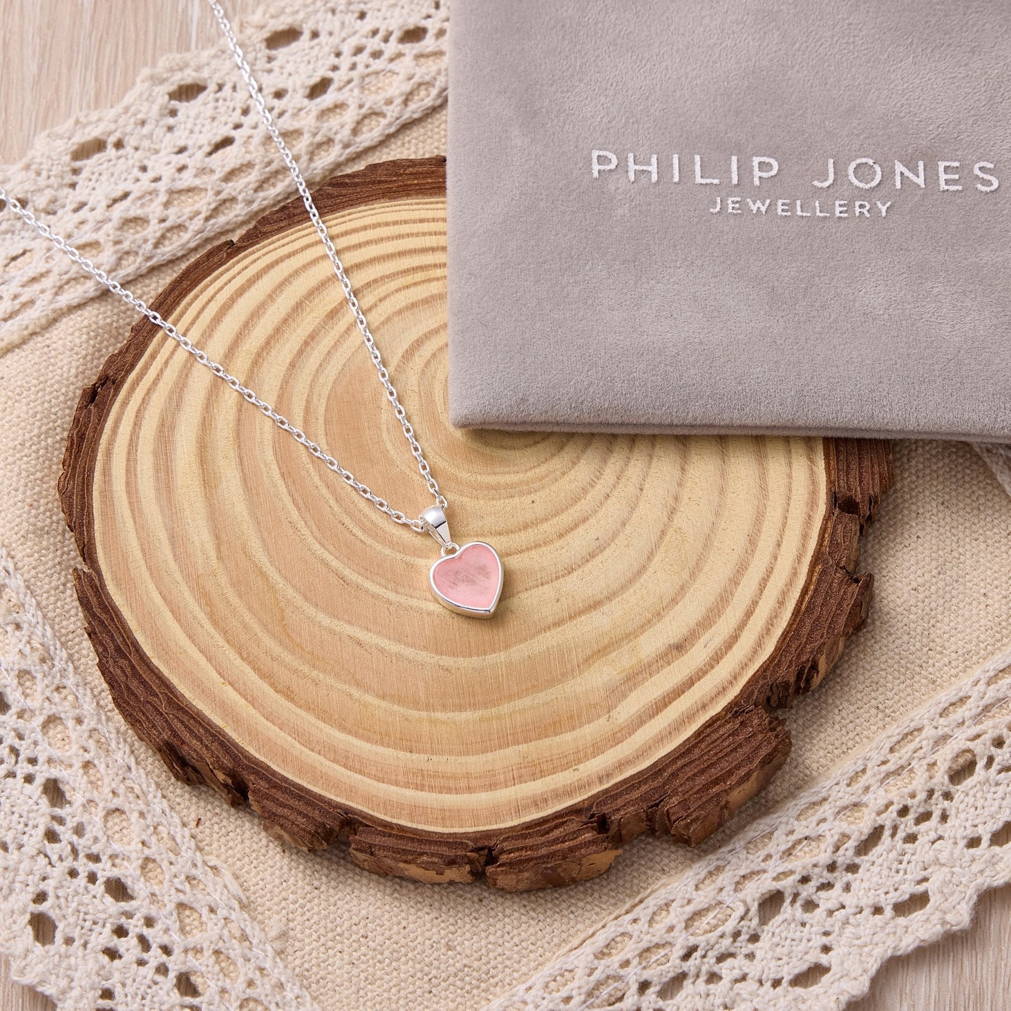 Rose Quartz Gemstone Heart Necklace