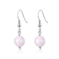 Rose Quartz Gemstone Round Drop Earrings with Quote Card