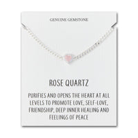 Rose Quartz Heart Gemstone Bracelet with Quote Card Created with Zircondia® Crystals