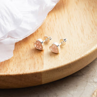 Rose Quartz Heart Stud Earrings