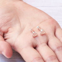 Rose Quartz Heart Stud Earrings with Quote Card