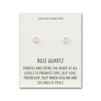 Rose Quartz Stud Earrings with Quote Card