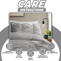 Ruched Grey Microfibre Duvet Cover Set with Pillowcases Ruffle Bedding Super Soft Easy Care Quilt Bed Linen by OLIVIA ROCCO