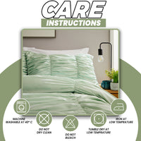 Ruched Sage Green Microfibre Duvet Cover Set with Pillowcases Ruffle Bedding Super Soft Easy Care Quilt Bed Linen by OLIVIA ROCCO