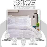 Ruched White Microfibre Duvet Cover Set with Pillowcases Ruffle Bedding Super Soft Easy Care Quilt Bed Linen by OLIVIA ROCCO