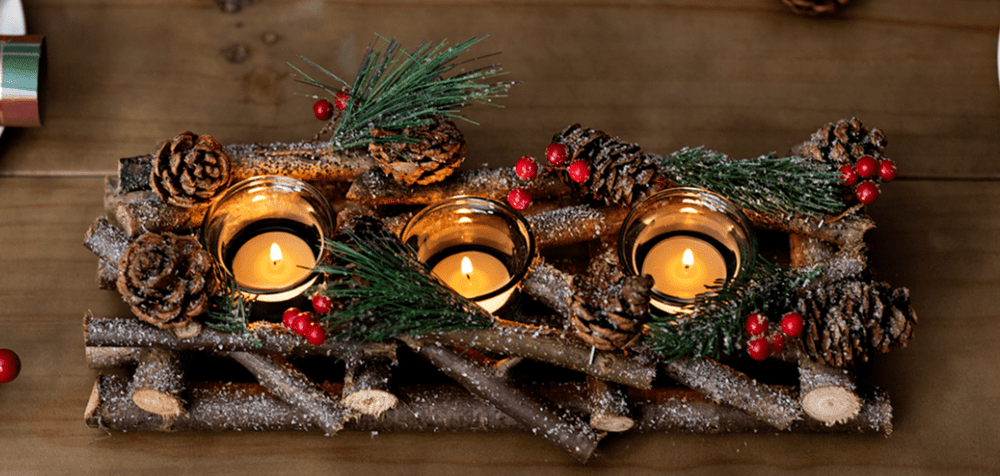 Christmas Wooden Pinecone Tea Light Candle Holder Decoration