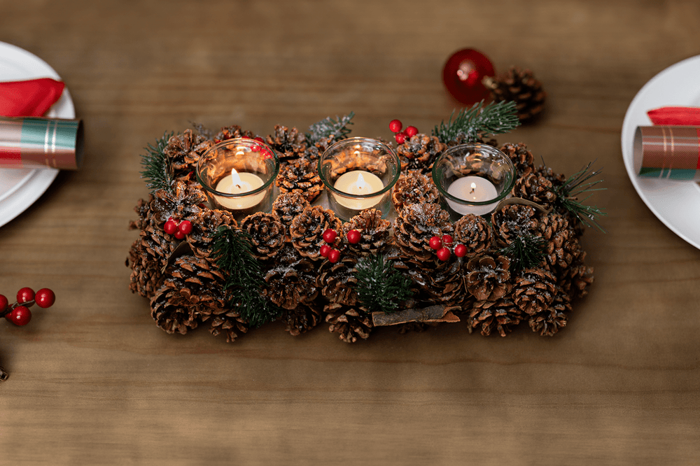 Christmas Pinecones Tea Light Candle Holder Votive Decoration