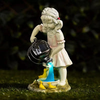 Solar Girl with Watering Can & Ducks Ornament