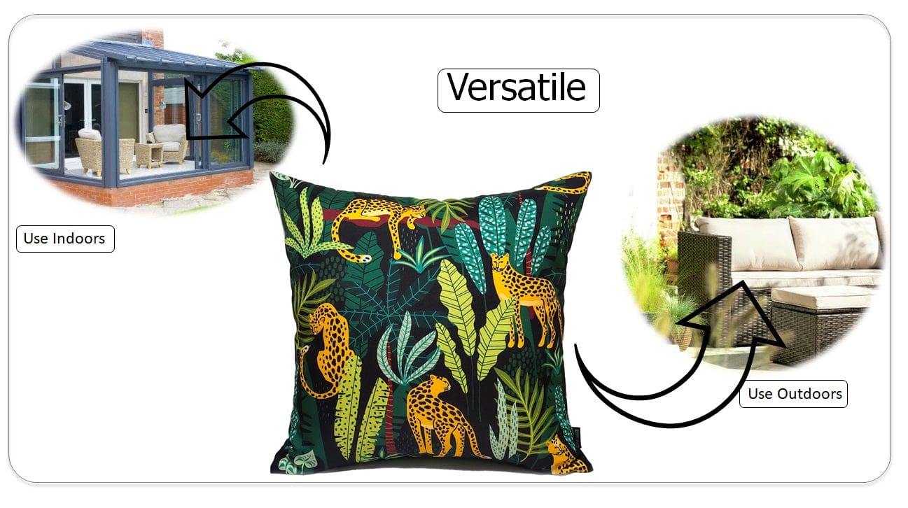 Safari Outdoor Waterproof Cushions 43x43cm Premium Comfort Durable Hollow-Fibre Filled Water-Resistant Stylish Decor for Patio Garden Beach Travel by OLIVIA ROCCO