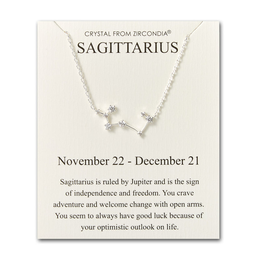 Sagittarius Star Sign Zodiac Constellation Necklace and Quote Card with Zircondia® Crystals