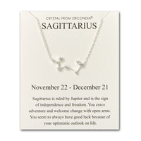 Sagittarius Star Sign Zodiac Constellation Necklace and Quote Card with Zircondia® Crystals