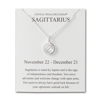 Sagittarius Star Sign Zodiac Necklace and Quote Card with Zircondia® Crystals