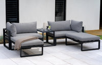 Santorini Grey 4 Seater Modular Aluminium Lounge Set with Side Cushions