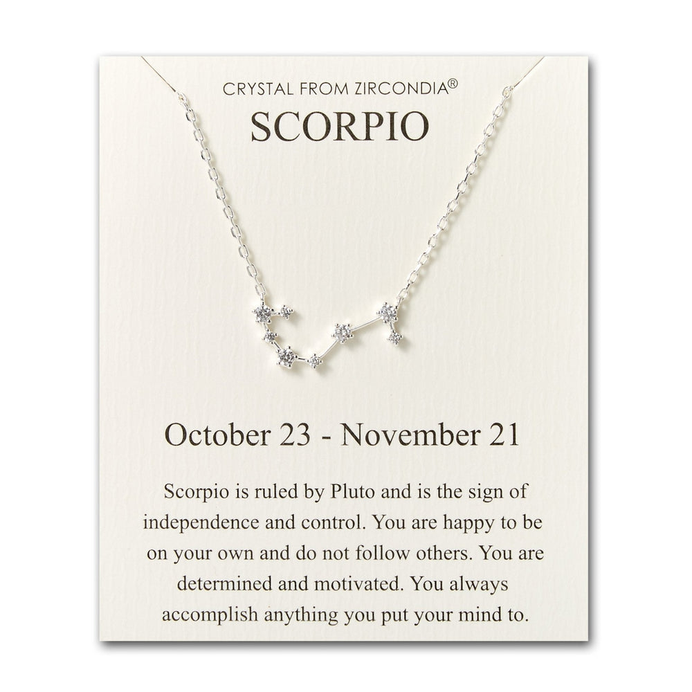 Scorpio Star Sign Zodiac Constellation Necklace and Quote Card with Zircondia® Crystals