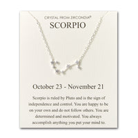 Scorpio Star Sign Zodiac Constellation Necklace and Quote Card with Zircondia® Crystals