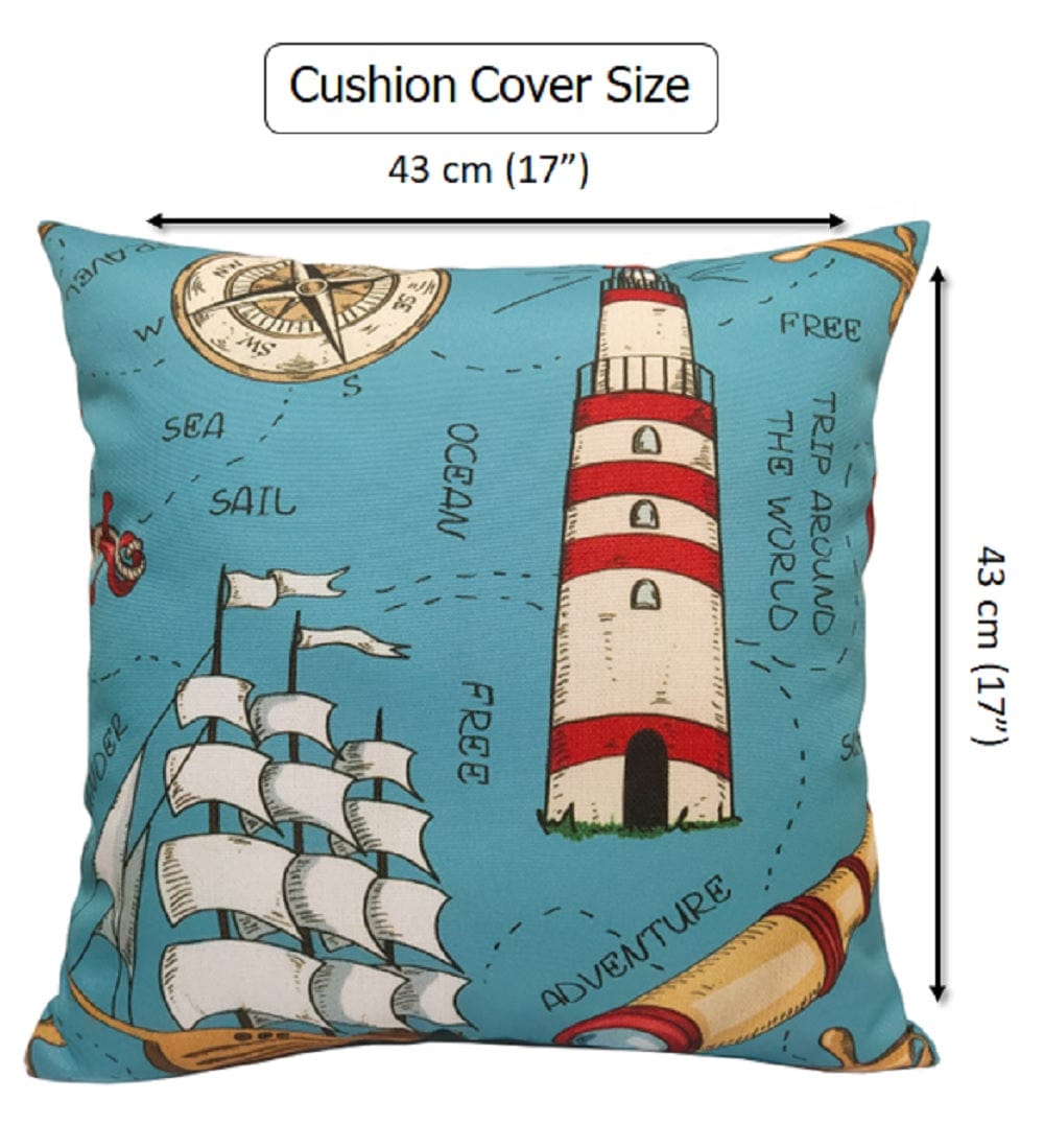 Seaside Coastal Style Water Resistant Patio Garden Cushions 17 x 17 Inches Durable Decorative Throw Pillows for Indoor Outdoor Use by OLIVIA ROCCO