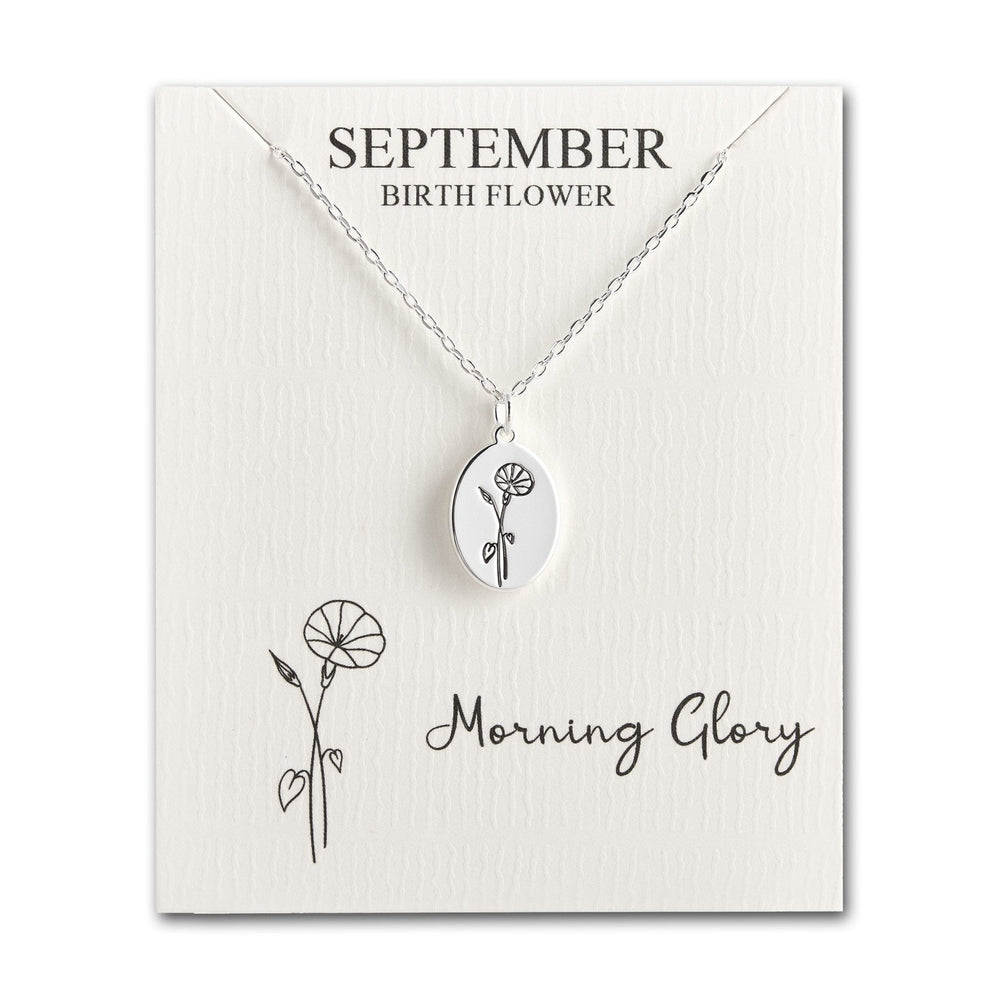 September Birth Flower Morning Glory Necklace with Card