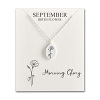 September Birth Flower Morning Glory Necklace with Card